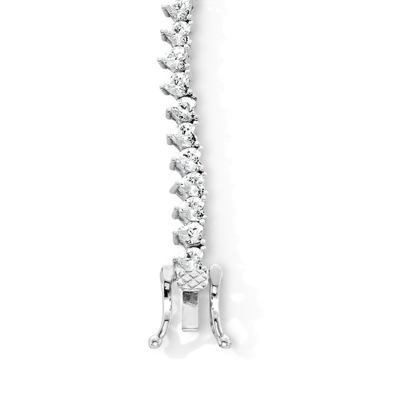 Sterling Silver CZ Heart Bracelet - 7"
