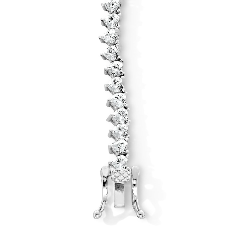 Main Image 3 of Sterling Silver CZ Heart Bracelet - 7"