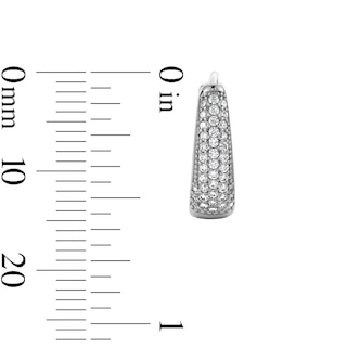 Sterling Silver CZ Cluster Pavé Huggie Hoops