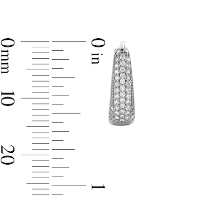 Sterling Silver CZ Cluster Pavé Huggie Hoops