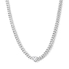 Thumbnail Image 1 of Solid Sterling Silver Curb Chain with Heart CZ - 18"