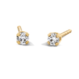 14K Solid Gold 1/20 CT. T.W. Lab-Grown Diamond Piercing Earrings - Short Post