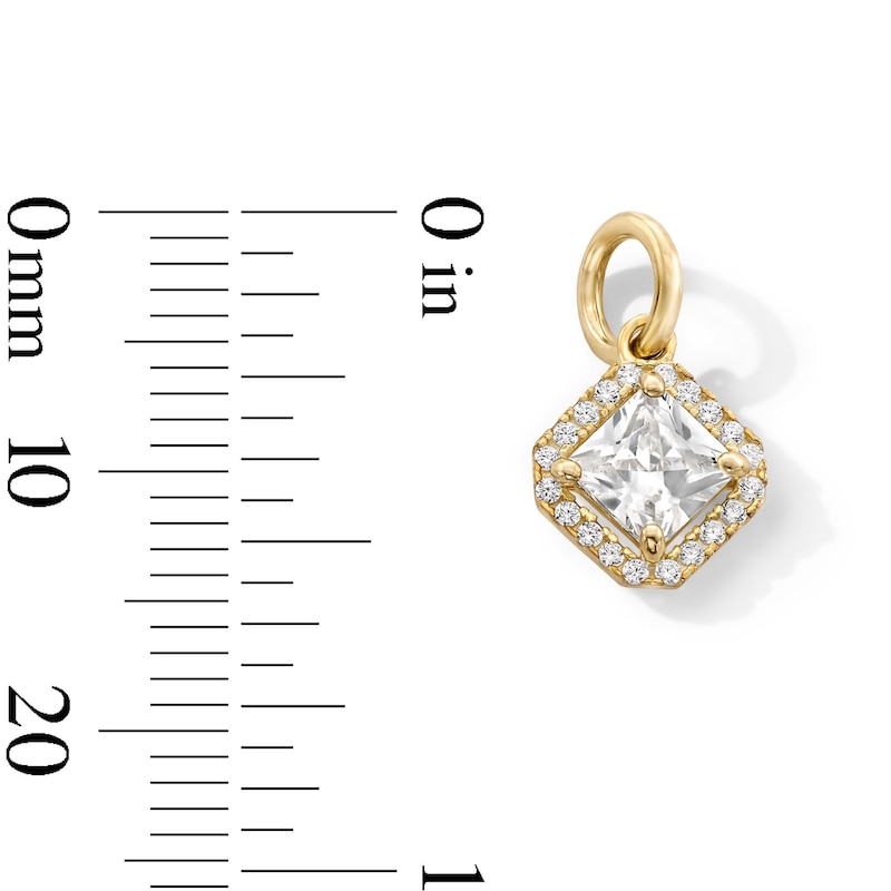 Main Image 3 of 14K Gold Plated CZ Square Halo Necklace Charm