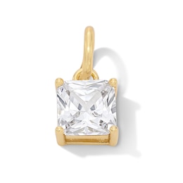 14K Gold Plated CZ Square Solitaire Necklace Charm