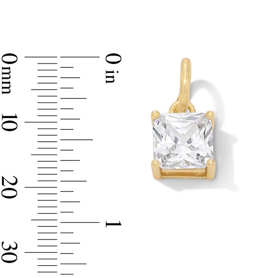 14K Gold Plated CZ Square Solitaire Necklace Charm