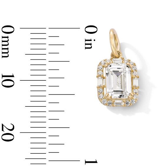 14K Gold Plated CZ Emerald Halo Necklace Charm