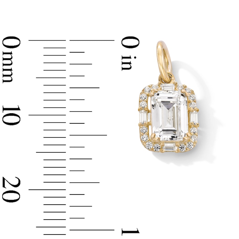 Main Image 3 of 14K Gold Plated CZ Emerald Halo Necklace Charm