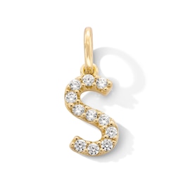 14K Gold Plated CZ Initial Necklace Charm