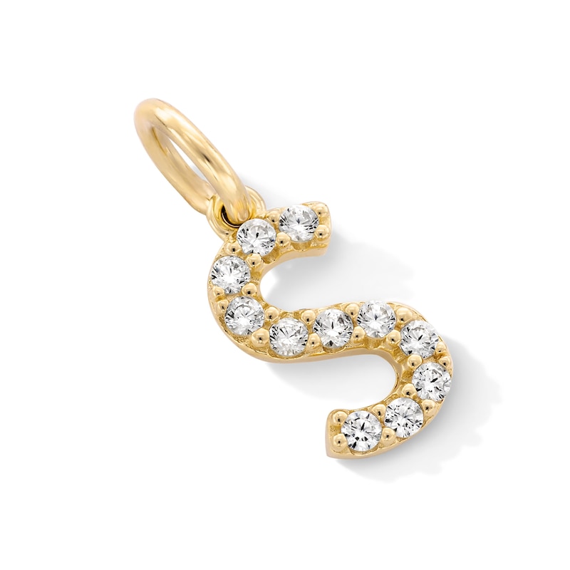 Main Image 2 of 14K Gold Plated CZ Initial Necklace Charm