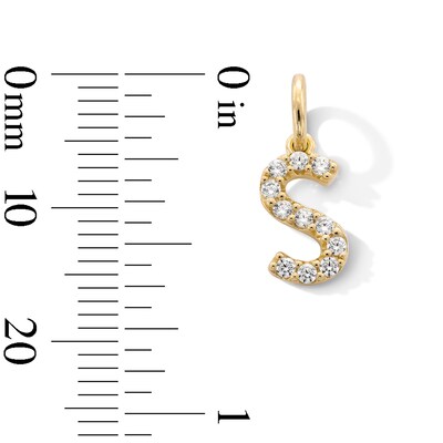 14K Gold Plated CZ "S" Initial Necklace Charm