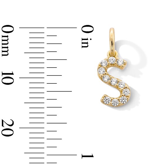 14K Gold Plated CZ "S" Initial Necklace Charm