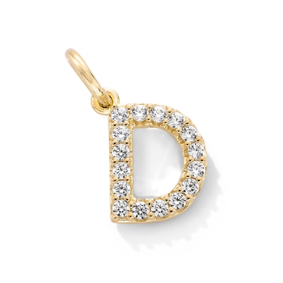 14K Gold Plated CZ Initial "D" Necklace Charm