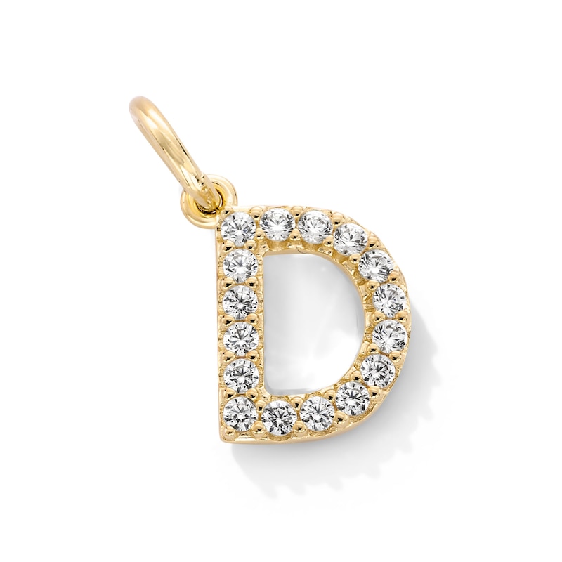 14K Gold Plated CZ Initial "D" Necklace Charm