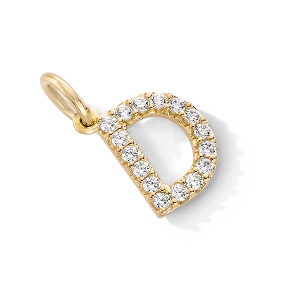 14K Gold Plated CZ Initial "D" Necklace Charm