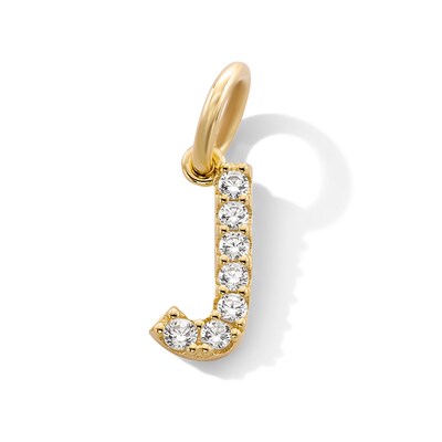 14K Gold Plated CZ Initial "J" Necklace Charm