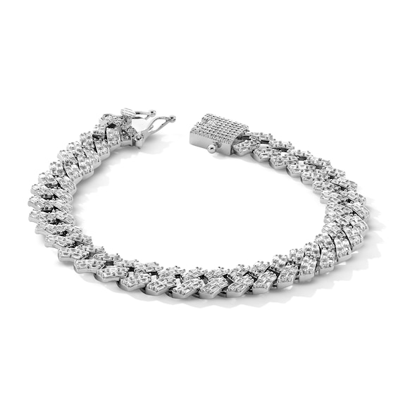 Sterling Silver CZ Bold Curb Bracelet - 8.5"