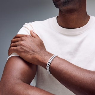 Sterling Silver CZ Bold Curb Bracelet - 8.5"