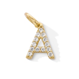 14K Gold Plated CZ Initial Necklace Charm