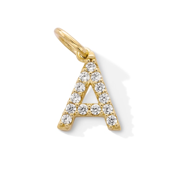 14K Gold Plated CZ Initial "A" Necklace Charm