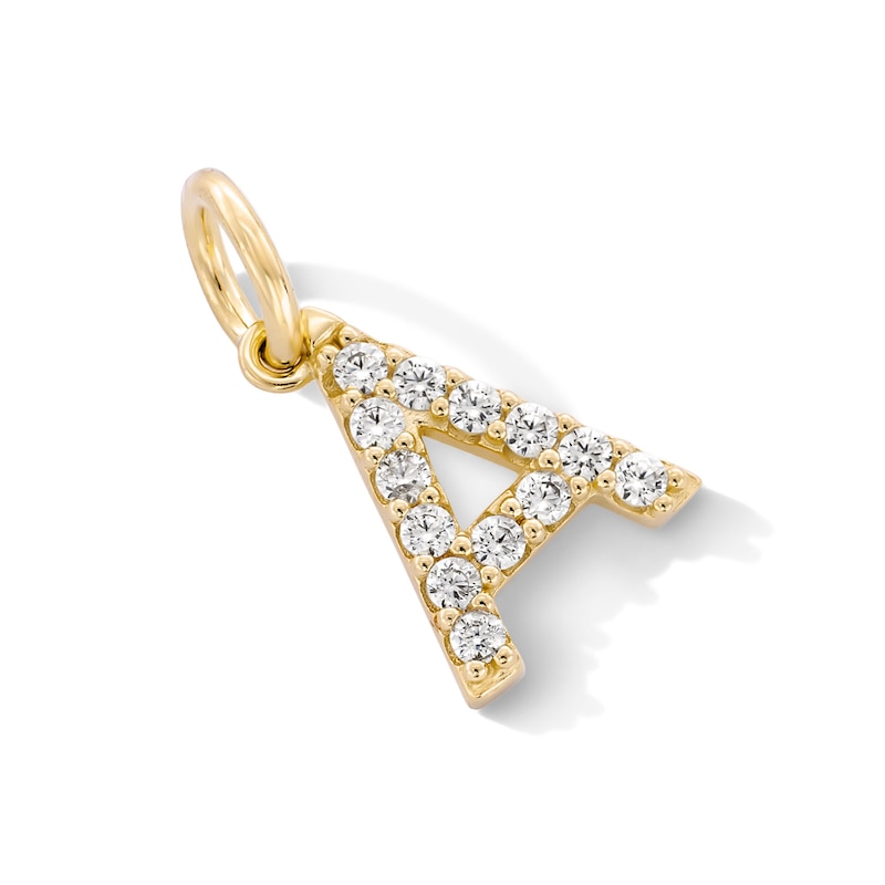 Main Image 2 of 14K Gold Plated CZ Initial Necklace Charm