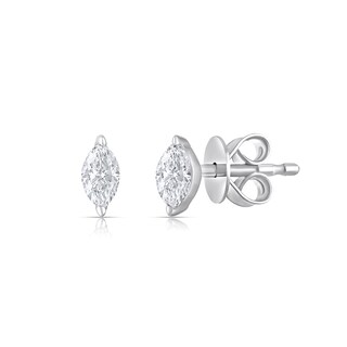 Sterling Silver 1/10 CT. T.W. Lab-Grown Diamond Marquise Studs