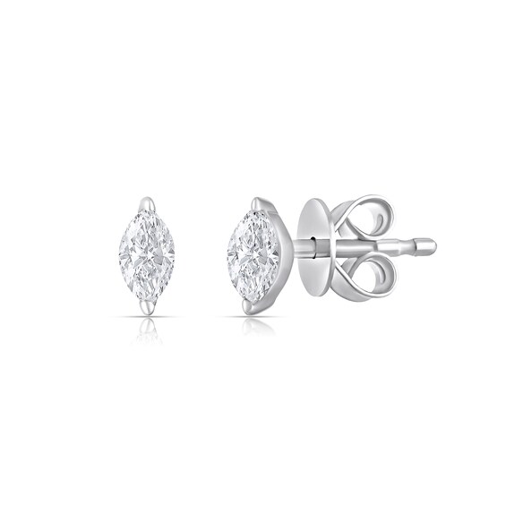 Sterling Silver 1/10 CT. T.W. Lab-Grown Diamond Marquise Studs