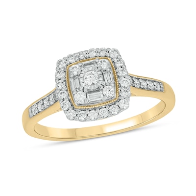 10K Gold 3/8 CT. T.W. Lab-Grown Diamond Baguette and Round Ring - Size 7