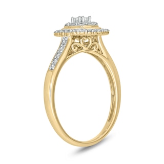 10K Gold 3/8 CT. T.W. Lab-Grown Diamond Baguette and Round Ring - Size 7