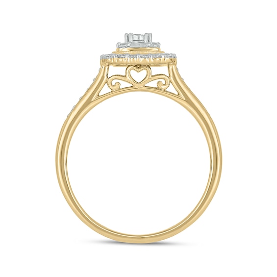 10K Gold 3/8 CT. T.W. Lab-Grown Diamond Baguette and Round Ring - Size 7