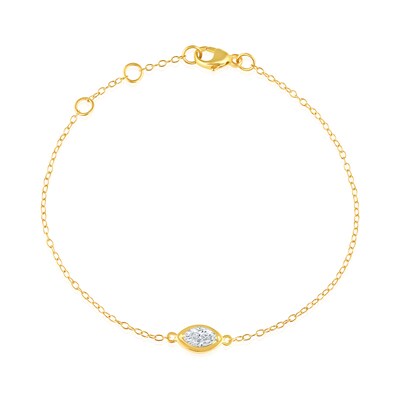 14K Gold Plated 1/4 CT. T.W. Lab-Grown Diamond Framed Marquise Bracelet - 6.5" + 0.5"