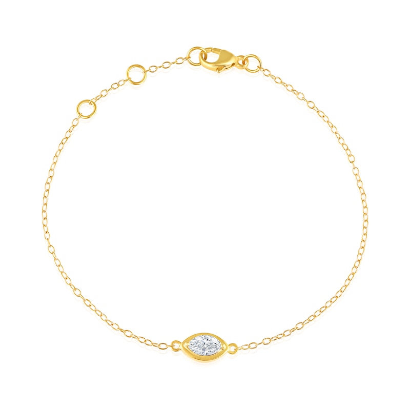 14K Gold Plated 1/4 CT. T.W. Lab-Grown Diamond Framed Marquise Bracelet - 6.5" + 0.5"