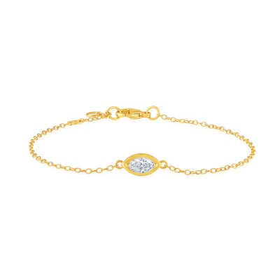 14K Gold Plated 1/4 CT. T.W. Lab-Grown Diamond Framed Marquise Bracelet - 6.5" + 0.5"