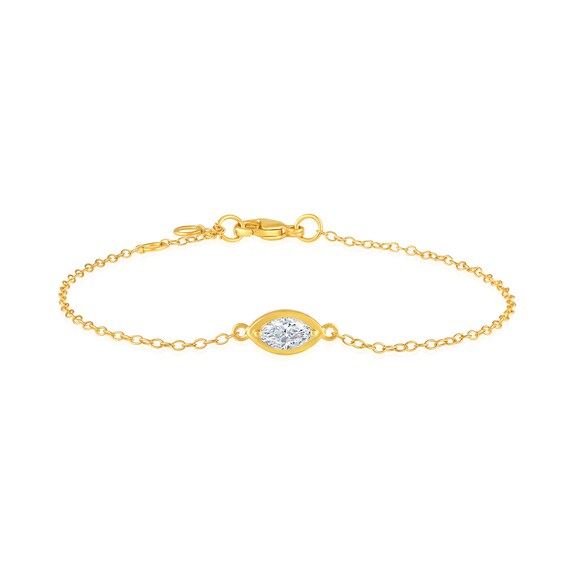 14K Gold Plated 1/4 CT. T.W. Lab-Grown Diamond Framed Marquise Bracelet - 6.5" + 0.5"