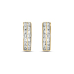10K Gold 1/4 CT. T.W. Lab-Grown Diamond Double Baguette Huggie Hoops