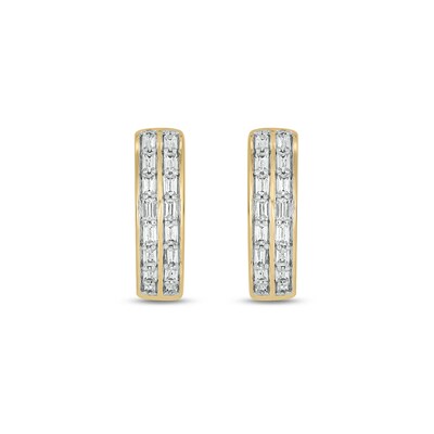 10K Gold 1/4 CT. T.W. Lab-Grown Diamond Double Baguette Huggie Hoops