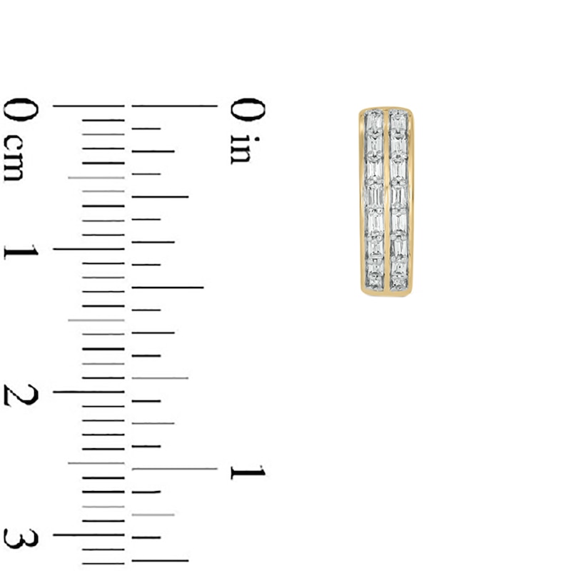 Main Image 3 of 10K Gold 1/4 CT. T.W. Lab-Grown Diamond Double Baguette Huggie Hoops