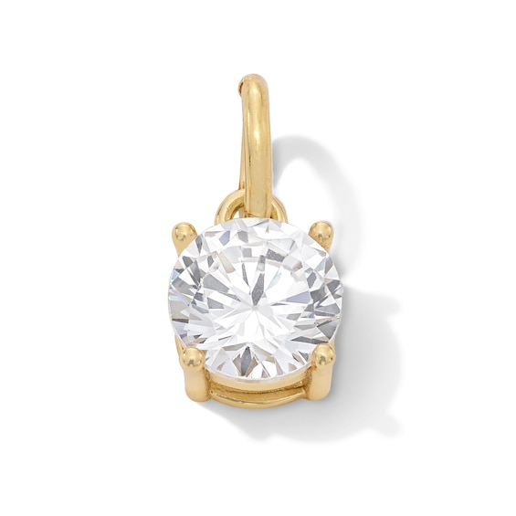 14K Gold Plated CZ Oval Solitaire Necklace Charm