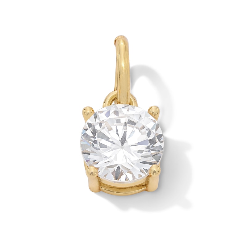 14K Gold Plated CZ Oval Solitaire Necklace Charm