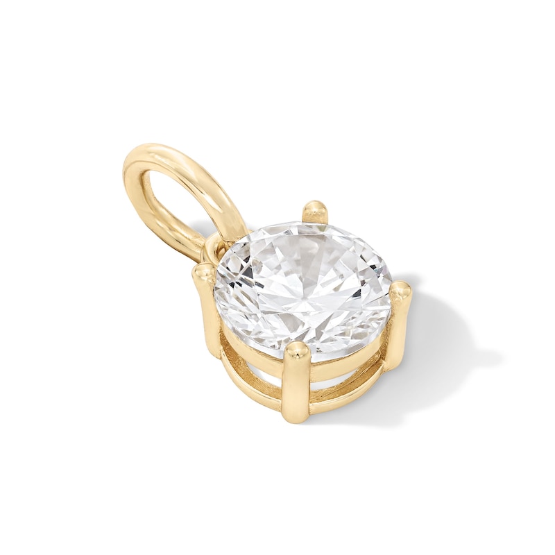 Main Image 2 of 14K Gold Plated CZ Oval Solitaire Necklace Charm