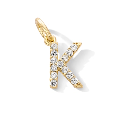 14K Gold Plated CZ Initial "K" Necklace Charm