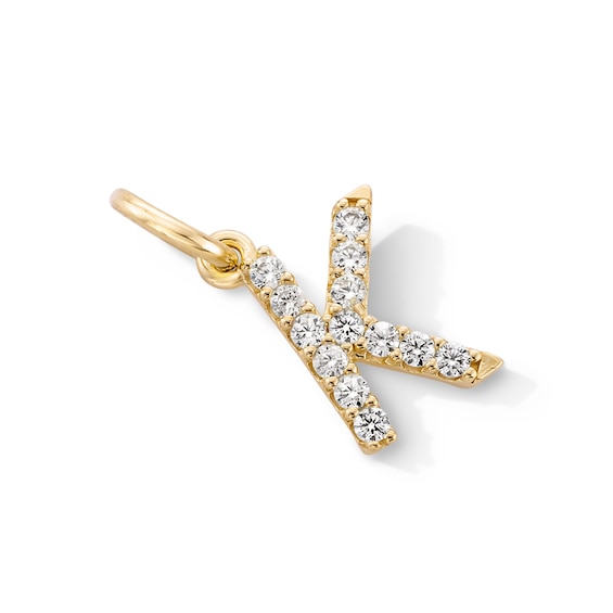 14K Gold Plated CZ Initial "K" Necklace Charm