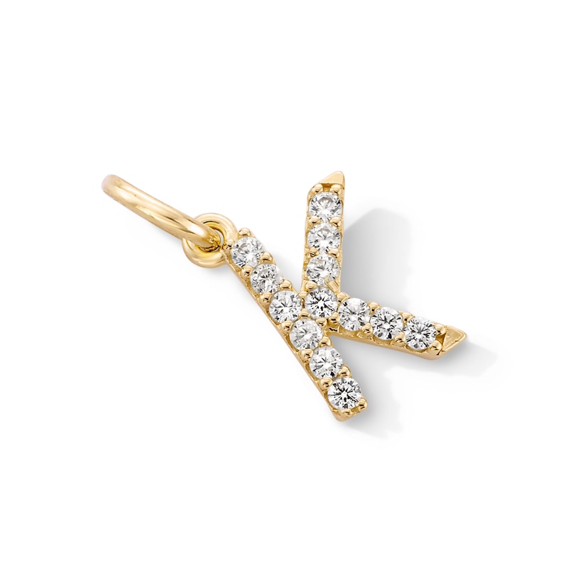 Main Image 2 of 14K Gold Plated CZ Initial Necklace Charm