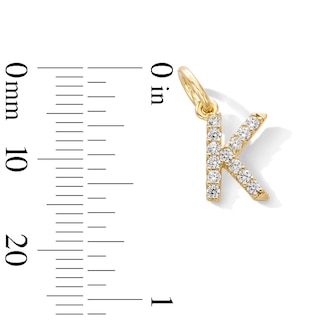 14K Gold Plated CZ Initial "K" Necklace Charm