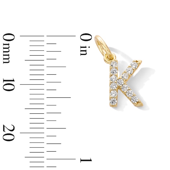 14K Gold Plated CZ Initial "K" Necklace Charm