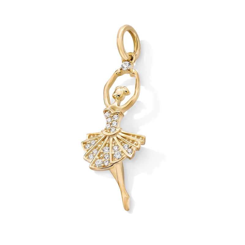 14K Gold Plated CZ Ballerina Necklace Charm