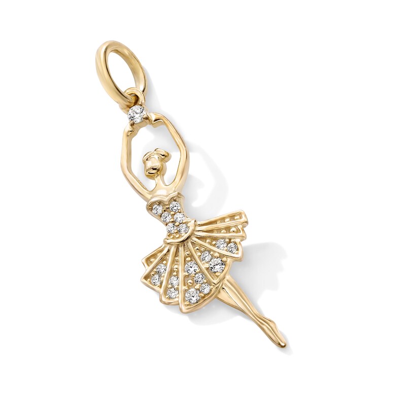 Main Image 2 of 14K Gold Plated CZ Ballerina Necklace Charm