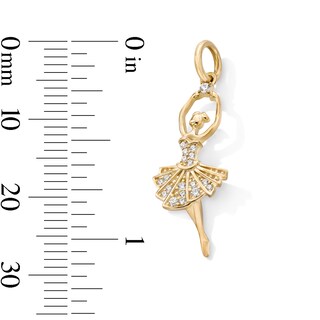 14K Gold Plated CZ Ballerina Necklace Charm
