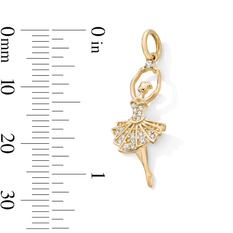 Main Image 3 of 14K Gold Plated CZ Ballerina Necklace Charm