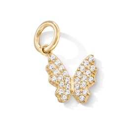 14K Gold Plated CZ Butterfly Necklace Charm