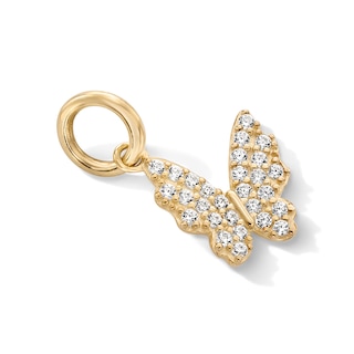 14K Gold Plated CZ Butterfly Necklace Charm
